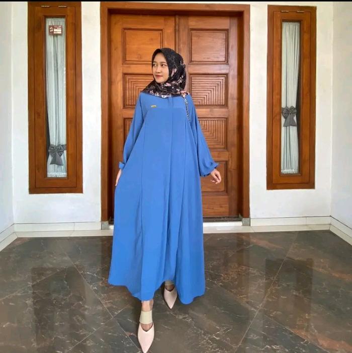 Gamis Az-Zahra Cringkle premium ld 120 pj 138 Dress Cantik Wanita Muslim