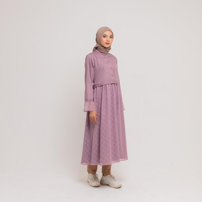 Dauky Gamis Pesta Lebaran Wanita Remaja Dewasa Muslim M Dress Lace Katun Belt