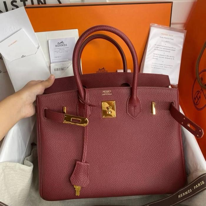 Preloved birkin 30 bordeaux togo gold hardware authentic