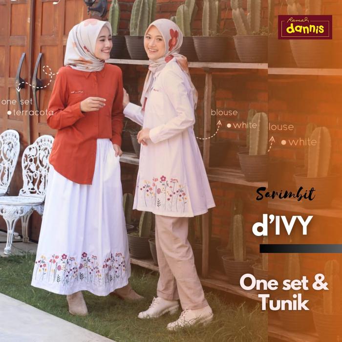 ONE SET KEMEJA ROK D IVY DAN BLOUSE D IVY BY DANNIS COLLECTION Baju Setelan Rok Tunik Muslim Wanita