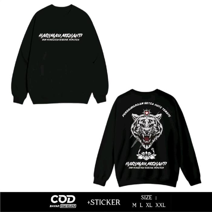 Sweater Crewneck Perguruan Pencak Silat PSHT Harimau Menanti Desain Distro Dtf Full Punggung Model T