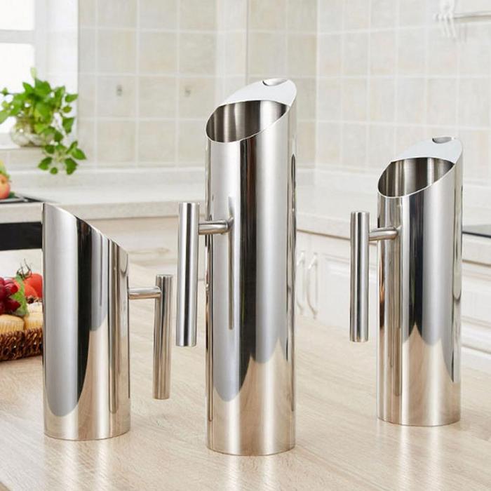 Stainless Steel Water Pitcher Ice Guard Jar Container Drink Pot Fruit