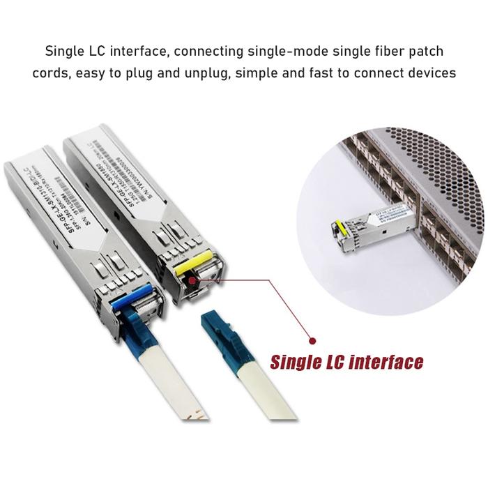 1Pasang SFP MODULE FIBER OPTIC BIDI SM SC 1.25G 3KM/20KM 1G SINGLE MODE FIBER OPTIK / Media Converte