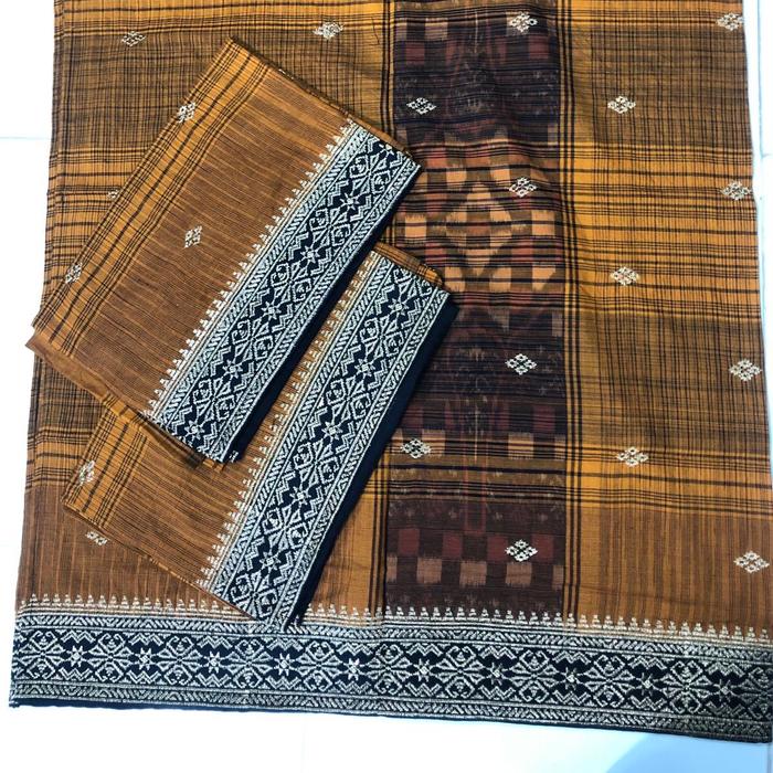SAPUT KUNING PREMIUM KAIN ENDEK ASLI TENUN BORDIR TEPI SEMI SONGKET