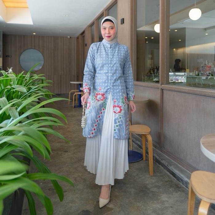 BATIK RAVINDRA Tunik Batik Julia Lengan Panjang Tali Samping