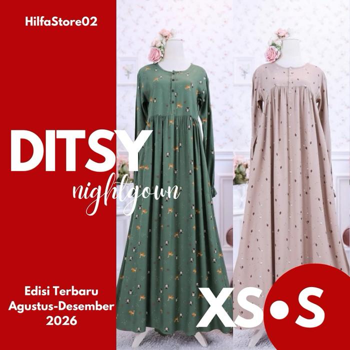 DITSY Nightgown Size XS S - Daster Viscose - Dress Bumil Busui - Gamis Ditsy by Ditsy Official
