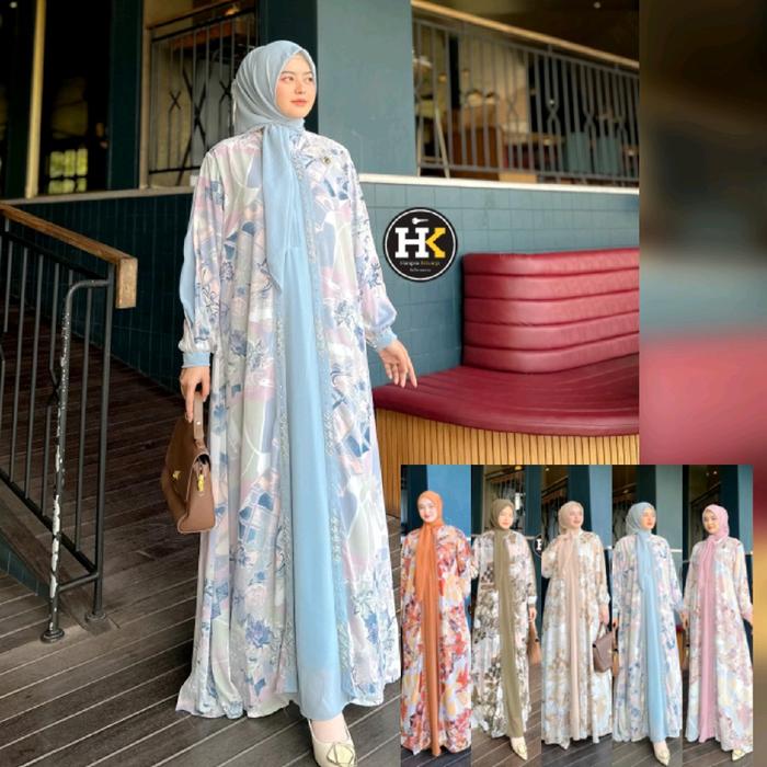 HK ATASYA  Baju Dress Gamis Set Scraf Atasya Set HK By Dermawan. Nazra Sha