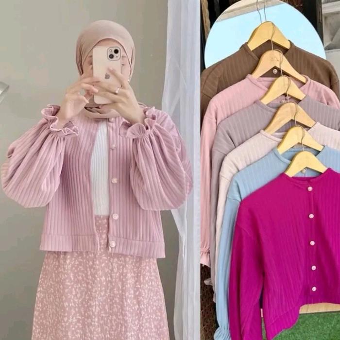 CARDIGAN RAJUT/ALIA CARDIGAN HORNET/ATASAN WANITA. balon kancing, tangan panjang outer