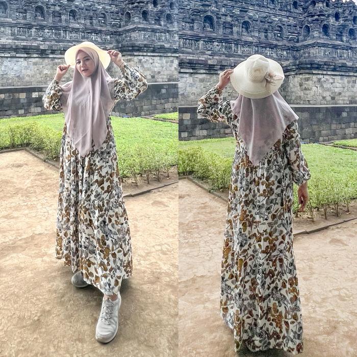 Yumna Dress Smoke / Dress Pantai/ Gamis Dewasa / Dress Terlaris / Gamis Pantai Smoke (At Tisya Butik