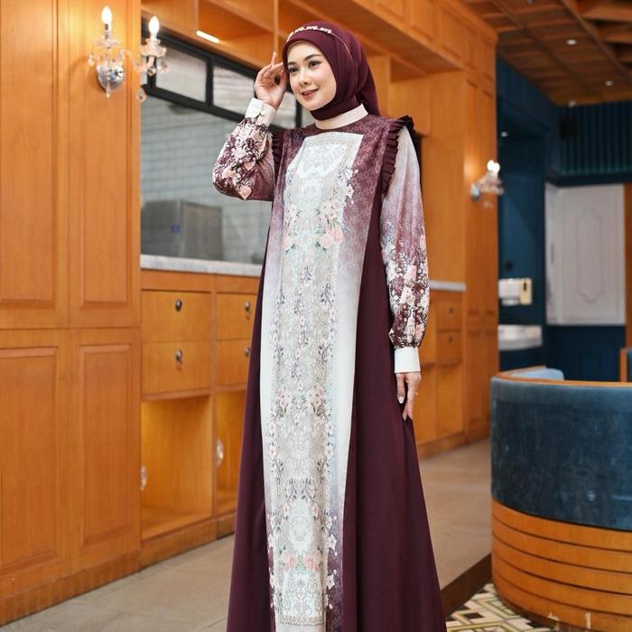 Bungas - Dress Barbara Print Gamis Muslimah by Bungas Fashion
