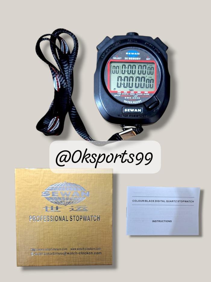 Stopwatch SEWAN Digital 100 Memory Outdoor 10,30,60 & 100 Set Memori Water Resistant Large Screen Di