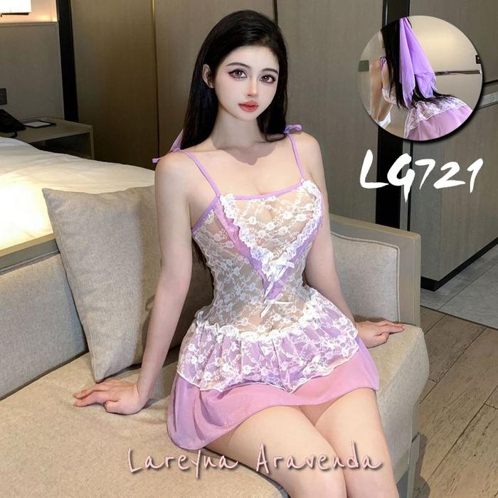 COD Set Lingerie Menggoda Kostum Cosplay Pengantin Ungu LG721
