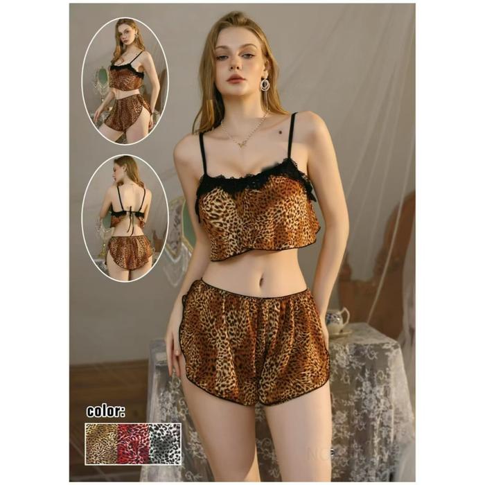 Set Wanita Model Leopard Bahan Katun