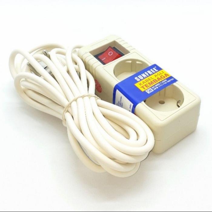 SUNFREE JUPITER STOP KONTAK + KABEL. 2 Lubang 5 Meter TERMINAL SNI Colokan