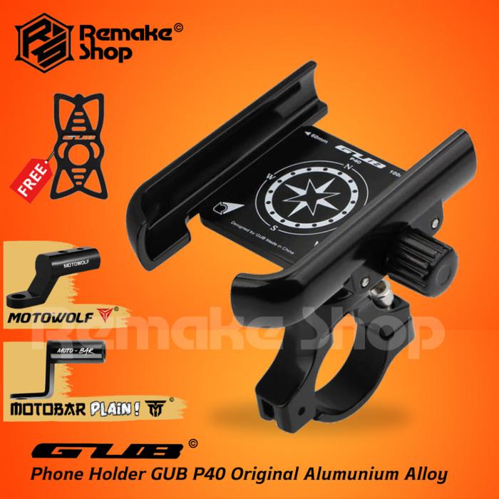 GUB P40 Phone Stand Holder Hp Handphone Sepeda Motor Dudukan Hp di Motor Tempat Hp di Motor Holder H