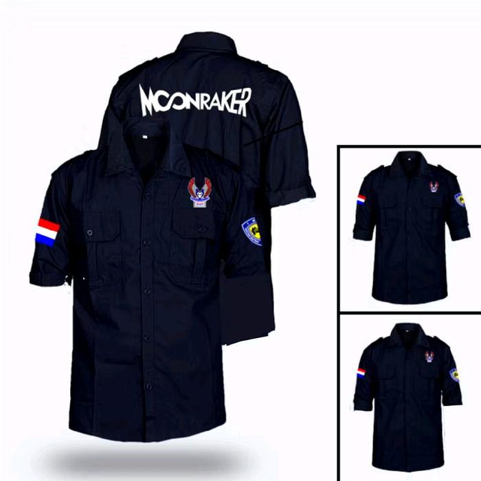 KEMEJA MOONRAKER M2R LENGAN PENDEK FULL BORDIR Baju Dewasa Hitam Pria