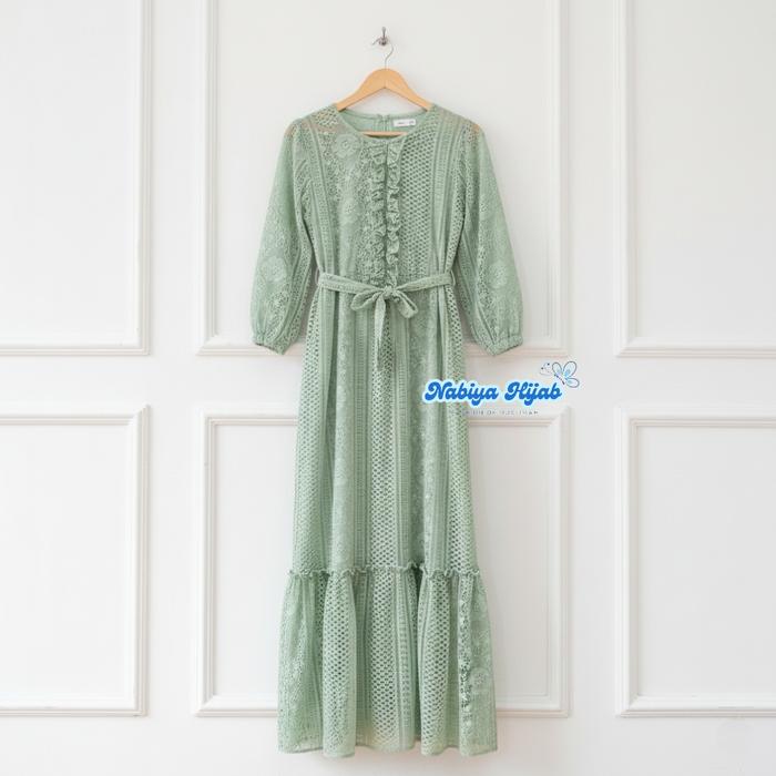 S M L XL XXL 5L Zizara Gamis Dress Brukat Furing Satin Kondangan Wanita Muslim Mewah Jumbo Ld 140 1