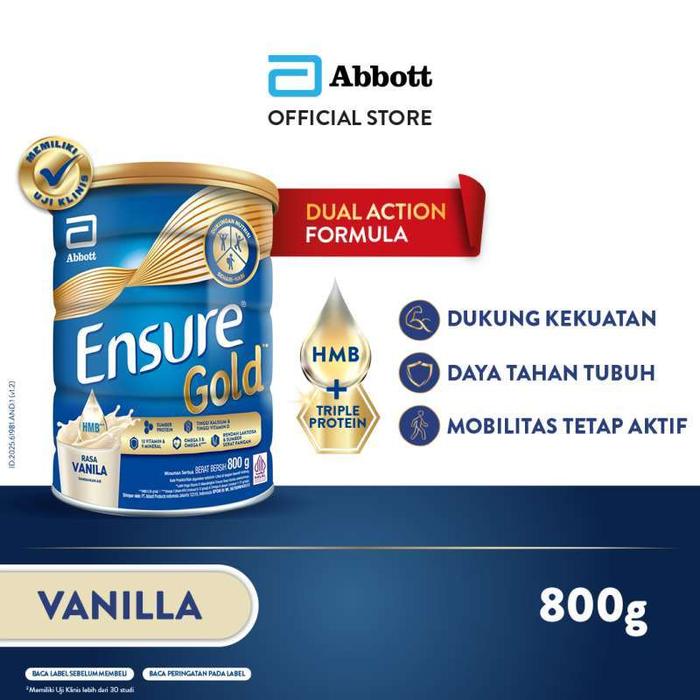 Ensure Gold HMB Vanila 800 g - Nutrisi Dewasa Rendah Laktosa