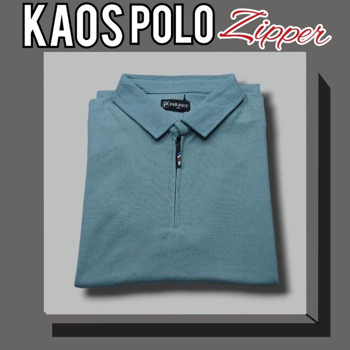 Kaos Kerah Pria Polo Shirt Zipper Polos Lengan Pendek / Kaos Polo Zipper / Kaos Polo Pria / Polo Shi