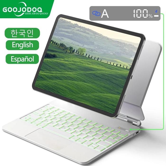 GOOJODOQ Magic Keyboard Case for iPad Pro 11 12.9 12 9 iPad Air 5 Air 4 10.9 Backlight LCD Display K