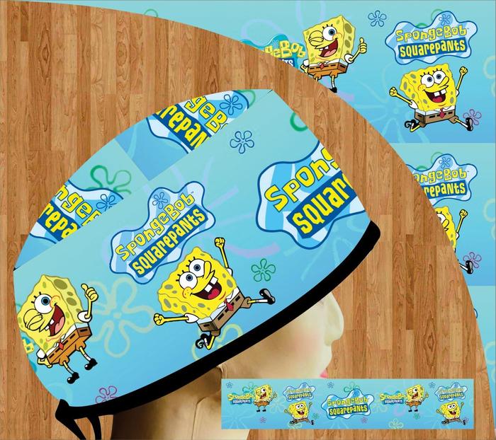 Topi dokter/Scrub hat/Surgical cap/Headcap printing premium spongebob 0611