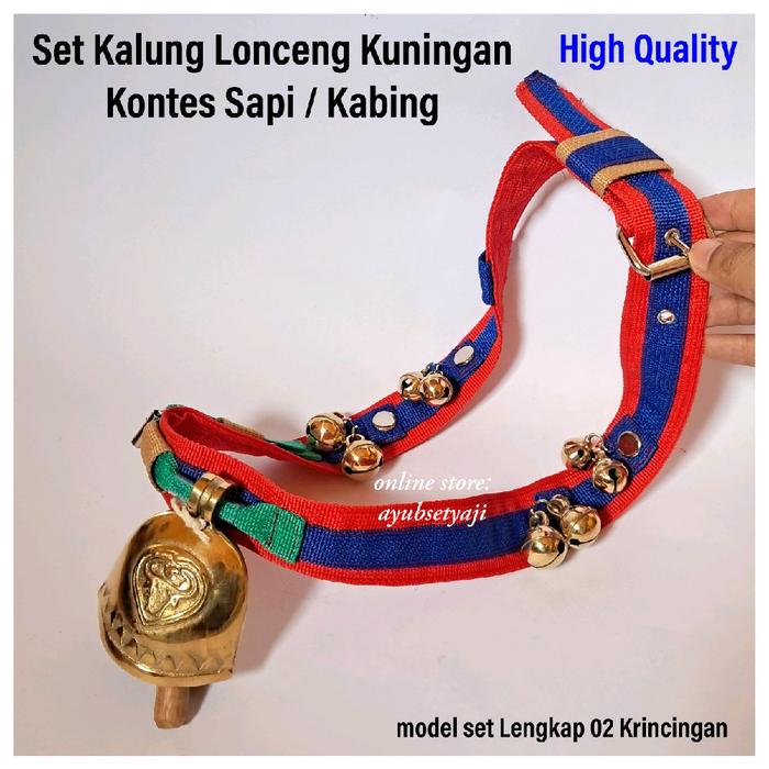 Kalung Sapi Kalung Kambing Kalung Kontes 1 SET Lengkap 02 Krincingan Lonceng Kuningan aksesoris Lonc