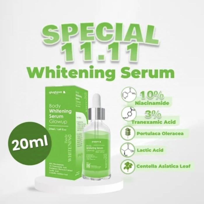 GLUGHAVA Body Serum Body Whitening Serum Glowup 20ml 10%Niacinamide 3%Tranexamic Acid