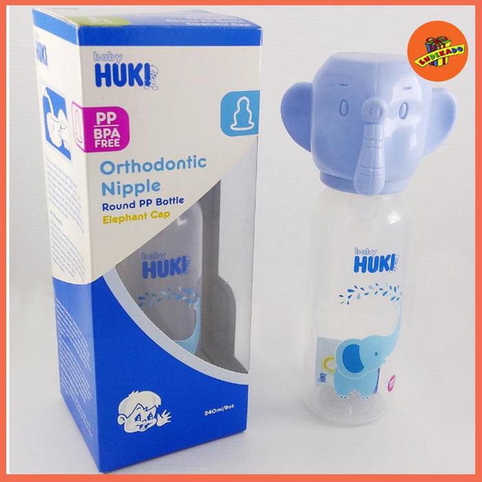 HUKI ORTHODONTIC PP BP ELEPHANT CAP 240ml- Botol Susu Bayi Gajah 240ml
