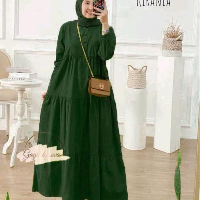 gamis susun polos bahan rayon premium