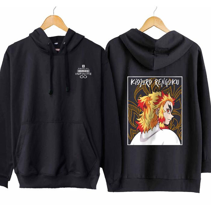 Jaket hoodie jumper infinite KYOJURO RENGOKU SIDE BACK - KIMETSU NO YAIBAmaterial cotton fleece