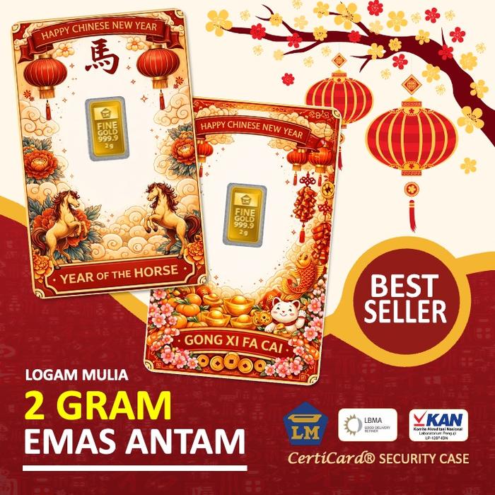 LM Logam Mulia Emas Antam 2 gram gr Kado Imlek Chinese New Year Gift
