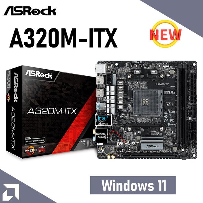 ASRock Motherboard A320M-ITX AMD Ryzen DDR4 32GB(OC) M.2 PCI-E 3.0