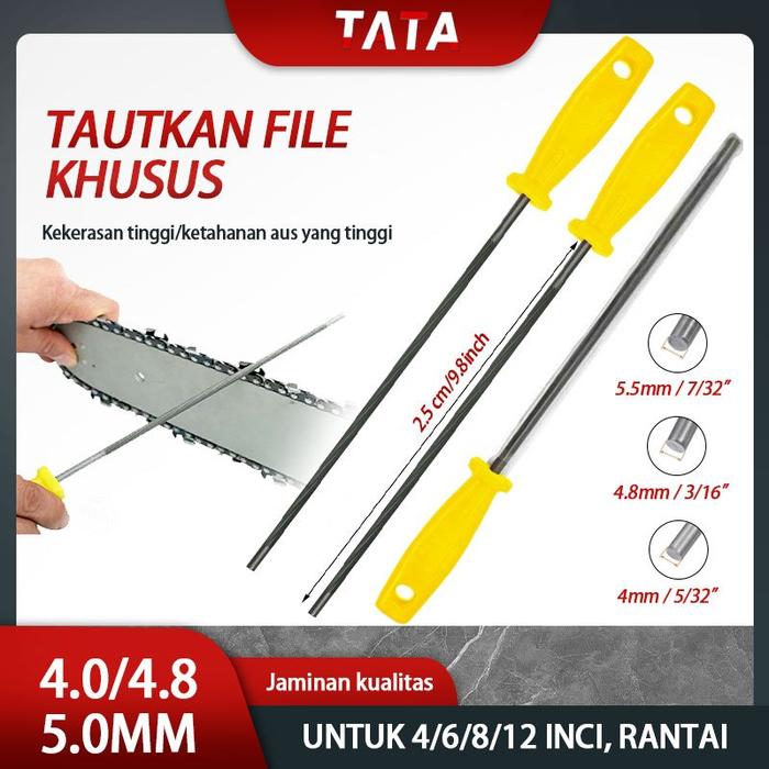 TATA Gergaji Mesin Kikir Profesional Set 3 Potong Alat Kikir Besi Set Kikir Baja 4.0Mm 4.8Mm 5.5Mm A
