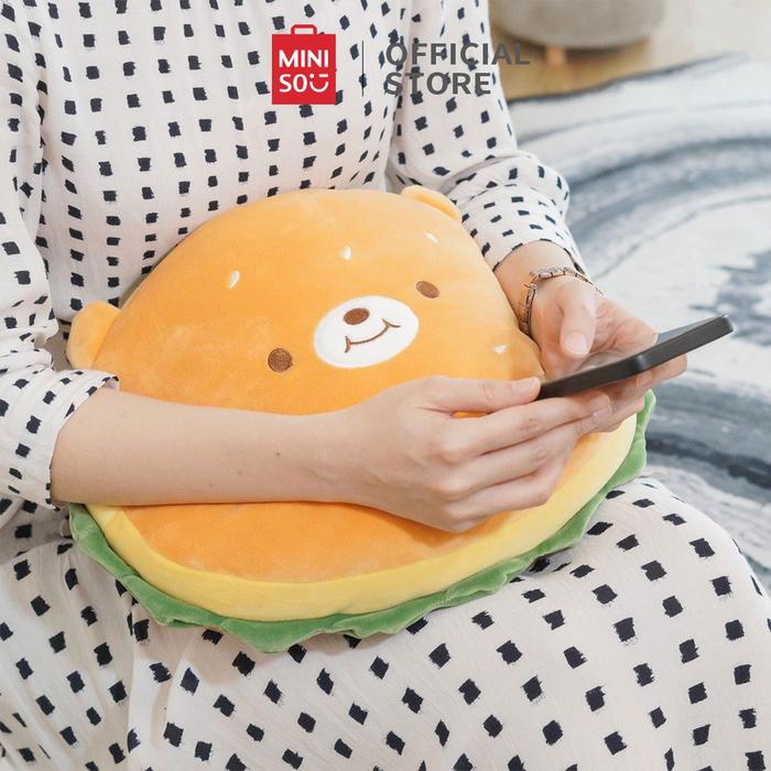 MINISO TOY Boneka Mainan Mewah Bantal Burger Lucu Boneka Anak Sofa Cushion Bantal Lembut Plush Toy L