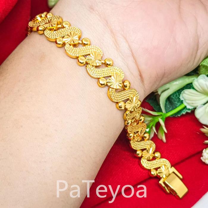 Gelang Hong Kong Mas Tipe S Bebas Pajak Paling Diminati Fashion Wanita Bangle Sisik Naga Berlapis Em