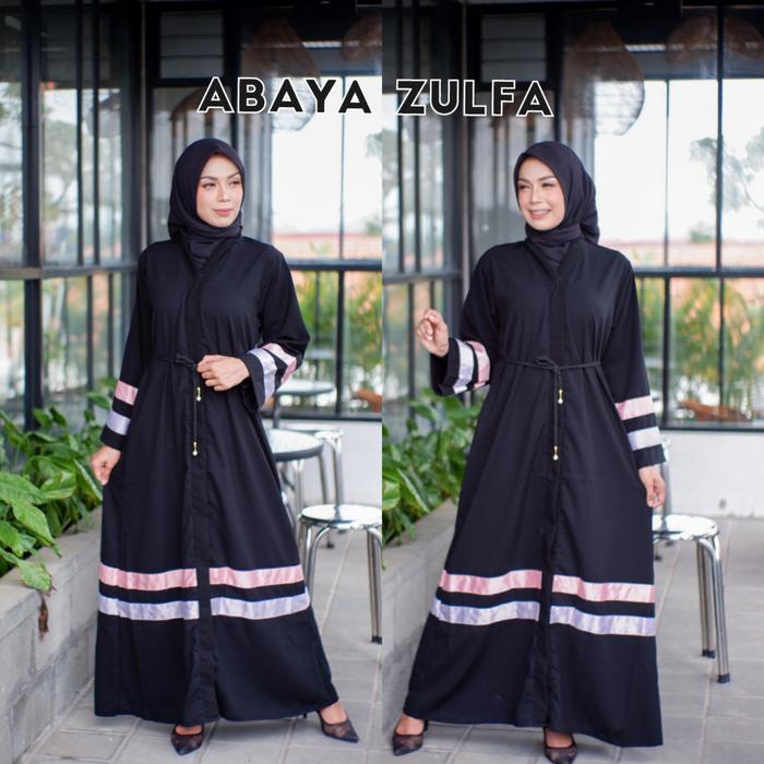 NVL Collection Abaya Saudi Hitam Jetblack Kombinasi List Premium - ZULFA