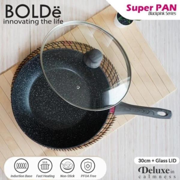 Bolde Super Pan Granite Blackpink Wok dan Sauce pan + Glass Lid