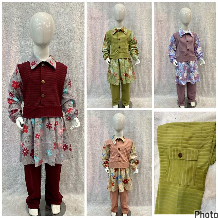 setcel cargo anak perempuan. bahan knite mix kringkel motif model kantong cargo. Bunga Celana Cewek