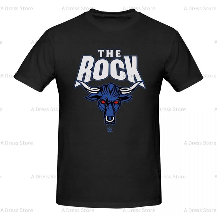 Men's WWE The Rock Bull Men's round neck Oversized T-shirt, Men's summer Vintage Casual Cotton Tee S