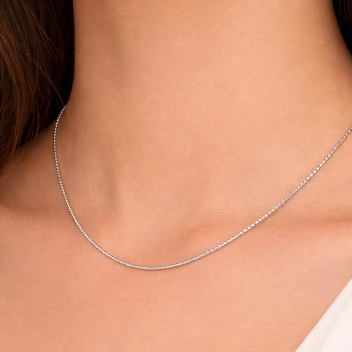 Kalung Santa Polos Koleksi Josean Emas Asli Putih Kadar 750