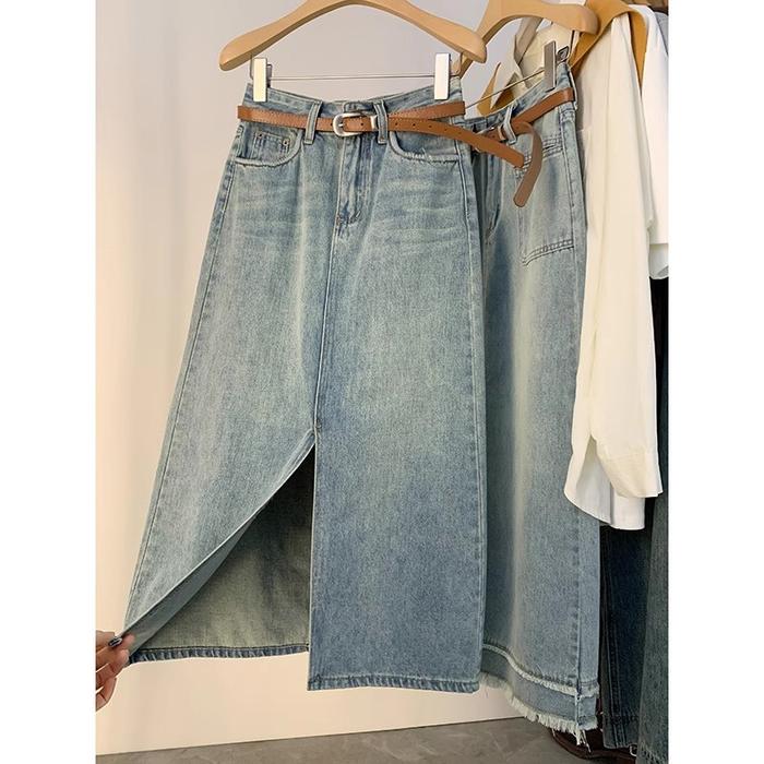 TERBARU XS-5XL Rok jeans premium import/midi skirt JUMBO Korea Style/rok 7 8 wanita belah samping je