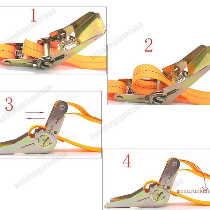 5cmX 6/8 meter/ 4cm x 4/6/8/10 meter Tali pengikat Barang motor/Ratchet tie down 10Ton tali pengikat