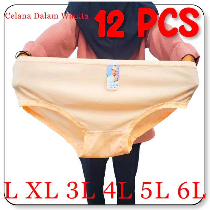 (L XL 3L 4L 5L 6L 7L)(12 pcs & 6 pcs) Lusinan Celana dalam wanita jumbo murah/cd KATUN TERANG jumbo 