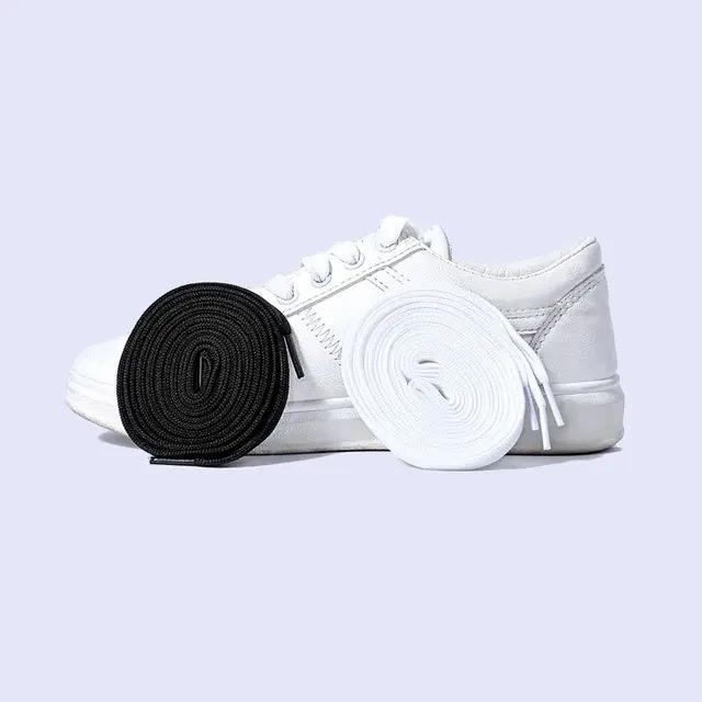 Tali Sepatu Sport Flat Premium Olahraga Futsal 110cm Shoe Hitam Putih