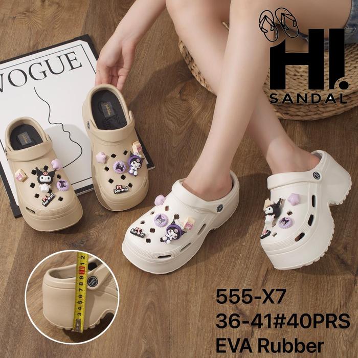 Sandal Baim Hak Kuromi / Sandal Baim Jibbitz Kuromi / Sandal Wanita Slop / Sandal Korean Style Kurom