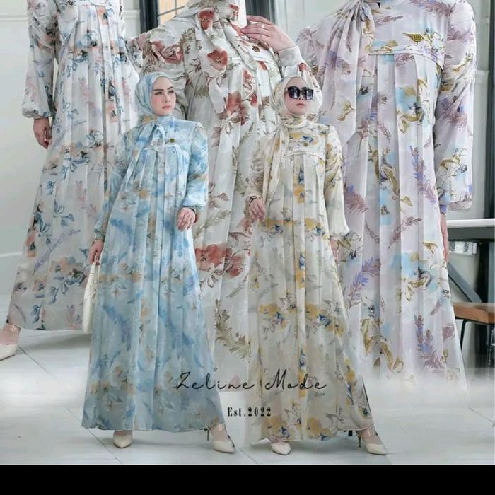 Gamis Zeline Mode satu set hijab Segiempat