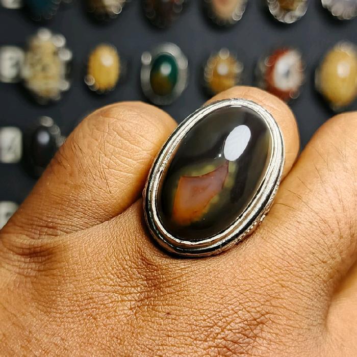 Cincin Batu Akik Pamor  Kantong Semar Merah