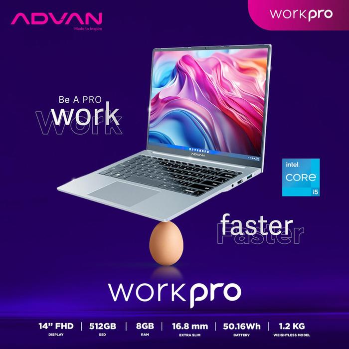 Advan Laptop WorkPro intel Core i5-1035G7 ram 8GB ssd 256GB 14 IPS W11