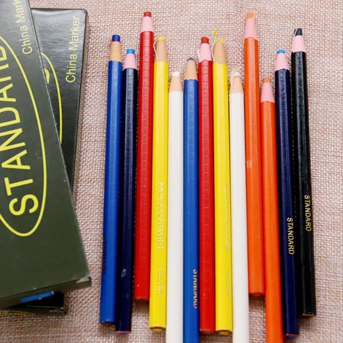 12 Buah Pensil Kapur Jahit Bebas Potongan Warna-warni Pena Spidol