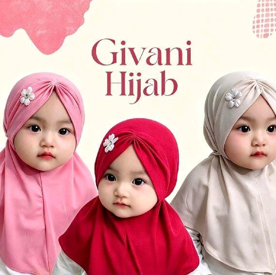 Givani Hijab Bayi Perempuan Model Bunga Kertas untuk Usia 0-6-12 Bulan hingga 1 Tahun Hijab Bayi Giv